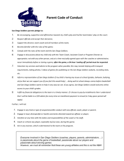 Parent Code of Conduct - San Diego Soldiers Basketball