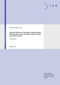 Economic Returns to Education: What We Know, What We Don`t