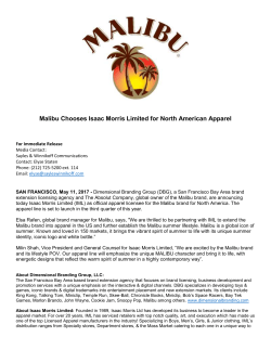 Malibu Chooses Isaac Morris Limited for North American Apparel