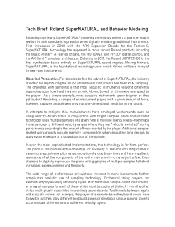Tech Brief: Roland SuperNATURAL and Behavior Modeling