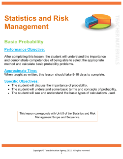 Statistics and Risk Management Basic Probability Performance