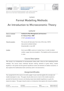 Formal Modelling Methods: An Introduction to Microeconomic Theory