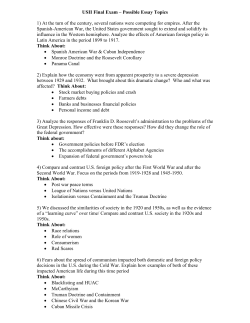 USII Final Exam &ndash; Possible Essay Topics 1) At the turn of the century