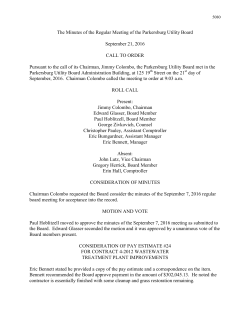 The Minutes of the Regular Meeting of the Parkersburg Utility Board