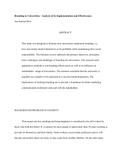 Branding in Universities: Analysis of its Implementation and
