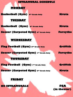Intramural Schedule 2016-2017