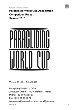 Paragliding World Cup Association Competition Rules Season 2016