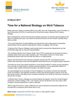 Time for a National Strategy on Illicit Tobacco