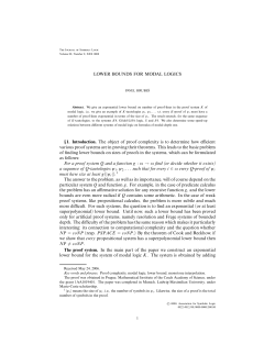 LOWER BOUNDS FOR MODAL LOGICS §1. Introduction. The object