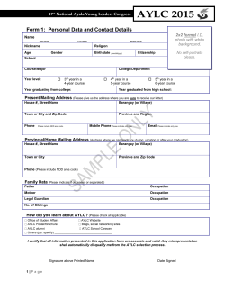 Application Form - Ayala Young Leaders Congress