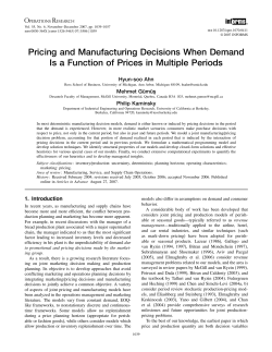 Pricing and Manufacturing Decisions When Demand Is a Function of