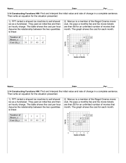 Name: : :_____ 3.14 Constructing Functions HW: Find and interpret