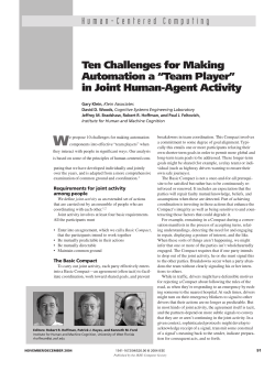 Ten Challenges for Making Automation a “Team Player” in Joint