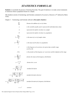 statistics formulas - Daytona State College