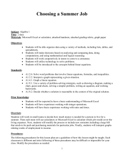 Choosing a Summer Job