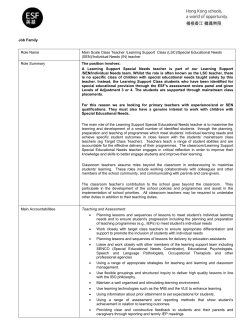 Job Family Role Name Main Scale Class Teacher /Learning Support