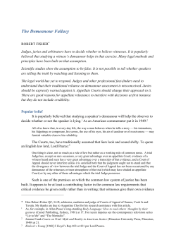 Progress in recognizing the demeanour fallacy