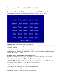 Malnutrition Jeopardy Forum March 11, 2017 8:00 AM to 9:00 AM