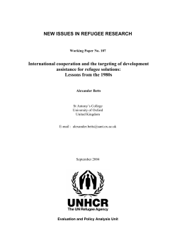 NEW ISSUES IN REFUGEE RESEARCH International cooperation