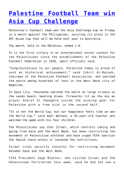 Palestine Football Team win Asia Cup Challenge