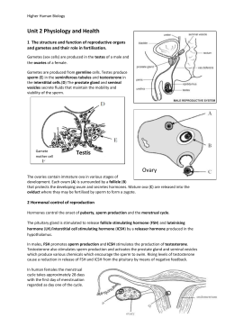 Unit 2 - physiology and health 1