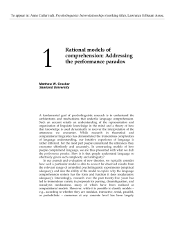 Rational models of comprehension - coli.uni