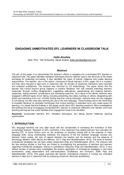 engaging unmotivated efl learners in classroom talk