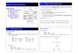 Module 10: Query Optimization 10.1 Outline of Query Optimization