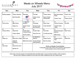 Meals on Wheels Menu July 2017