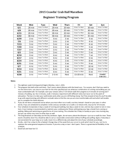 2015 Crawlin` Crab Half Marathon Beginner Training Program