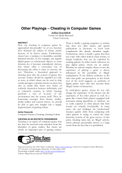 Other Playings &ndash; Cheating in Computer Games
