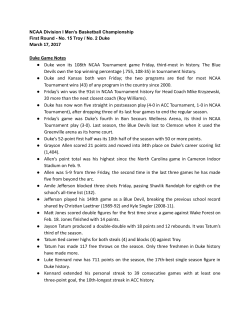 March 17, 2017 Duke Game Notes Duke won its 108th NCAA