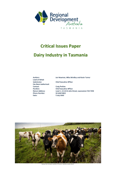 Critical Issues Paper Dairy Industry in Tasmania