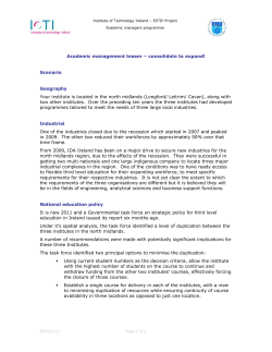 Programme 2 - Case study 1 - Consolidate to expand (31 Mar 09)