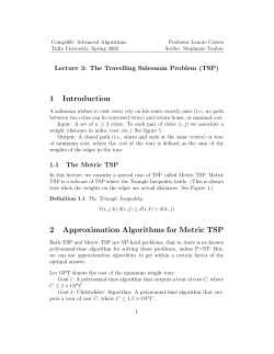 1 Introduction 2 Approximation Algorithms for Metric TSP