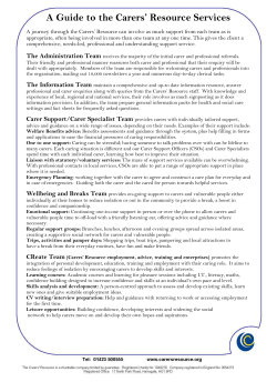 A Guide to the Carers* Resource Services