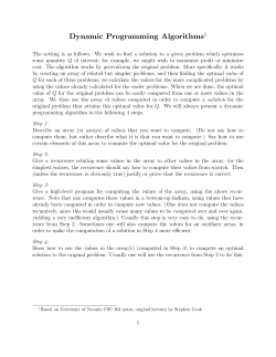 Dynamic Programming Algorithms1