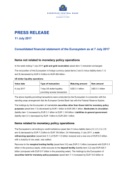 Consolidated financial statement of the Eurosystem as at 7 July 2017