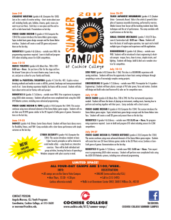 Summer Camp flyer and schedule
