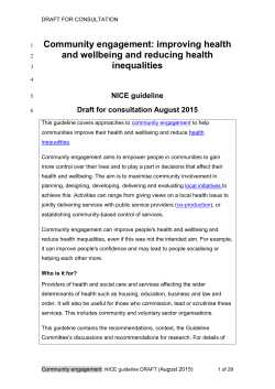 Community engagement: improving health and wellbeing