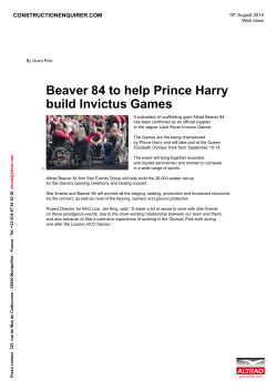 Beaver 84 to help Prince Harry build invictus Games