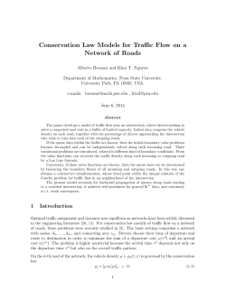 Conservation Law Models for Traffic Flow on a Network of Roads