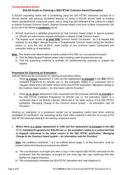 F&Aacute;S Guide to Claiming a FETAC Common Award Exemption