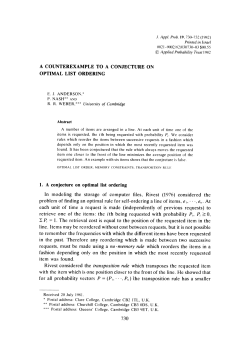 A Counterexample to a Conjecture on Optimal List Ordering