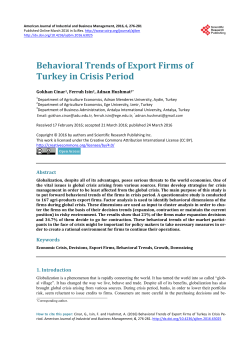 Behavioral Trends of Export Firms of Turkey in Crisis Period
