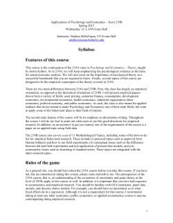 Syllabus Features of this course Rules of the game