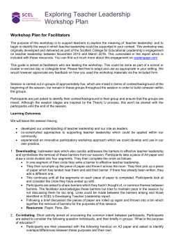 SCEL Exploring Teacher Leadership Workshop Plan for Facilitators