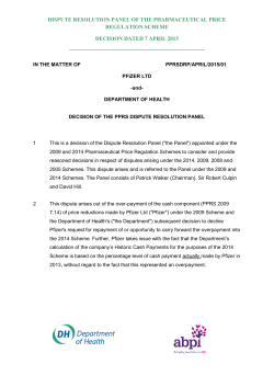 Pfizer Ltd and Department of Health dispute resolution