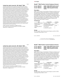 Stealth RNAi Positive Control Duplexes