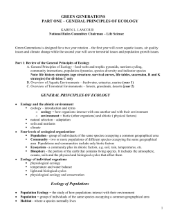 green generations part one &ndash; general principles of ecology